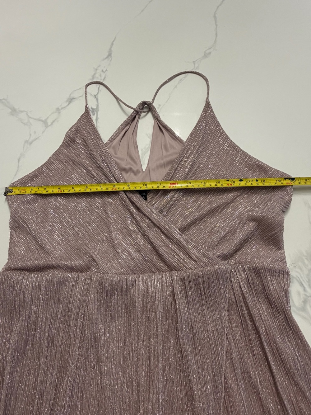 Express Sleeveless Metallic Mauve Wrap Mini Dress XL - Picture 4 of 8